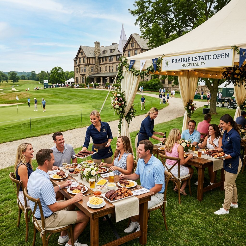 Invitational hospitality on the prairie &mdash; the barbecue table, with play beyond