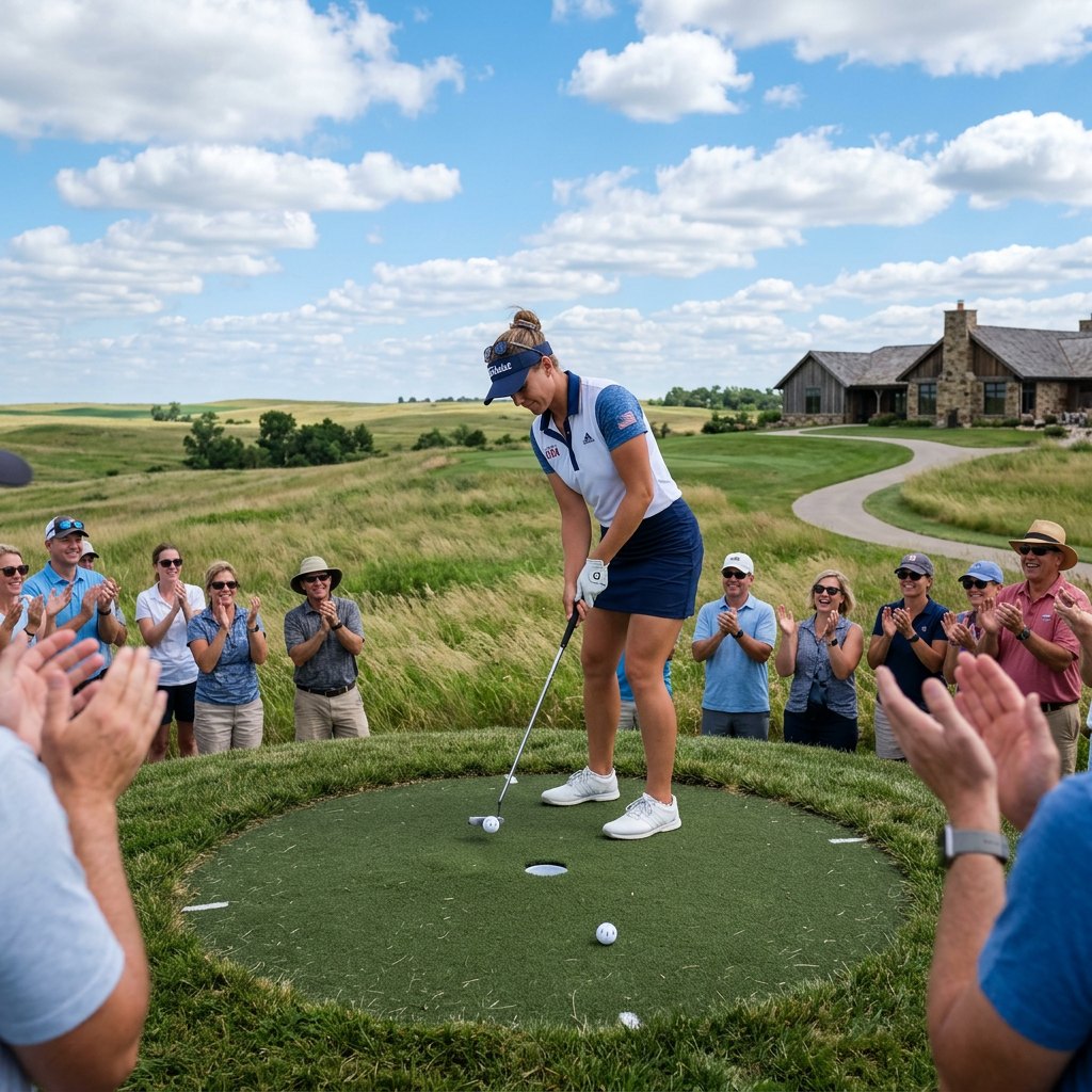 A player at the Strawgrass Invitational as the gallery applauds
