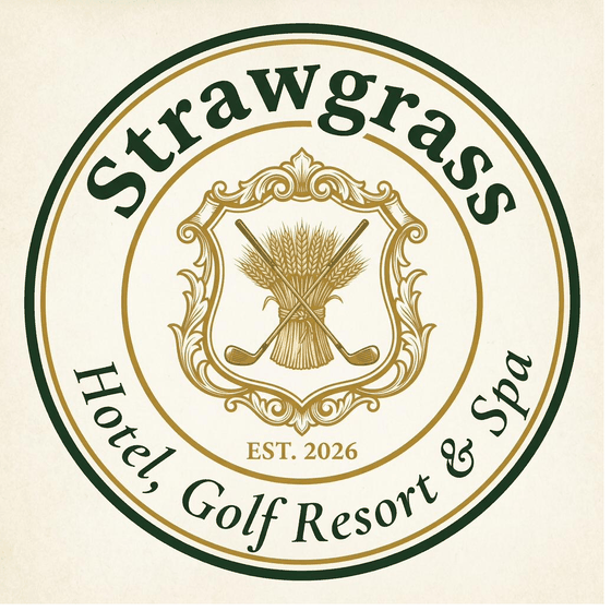 Strawgrass crest — wheat sheaf and crossed clubs